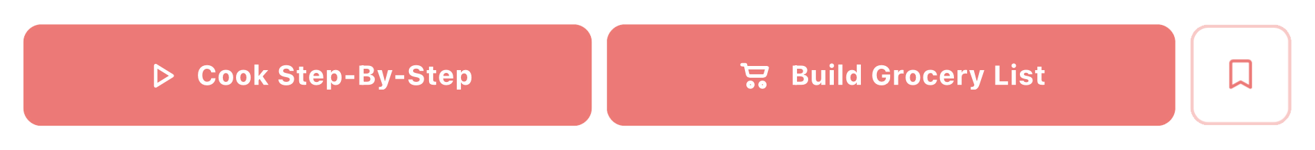 Allspice Action Bar with Cook and Grocery buttons inside a recipe card