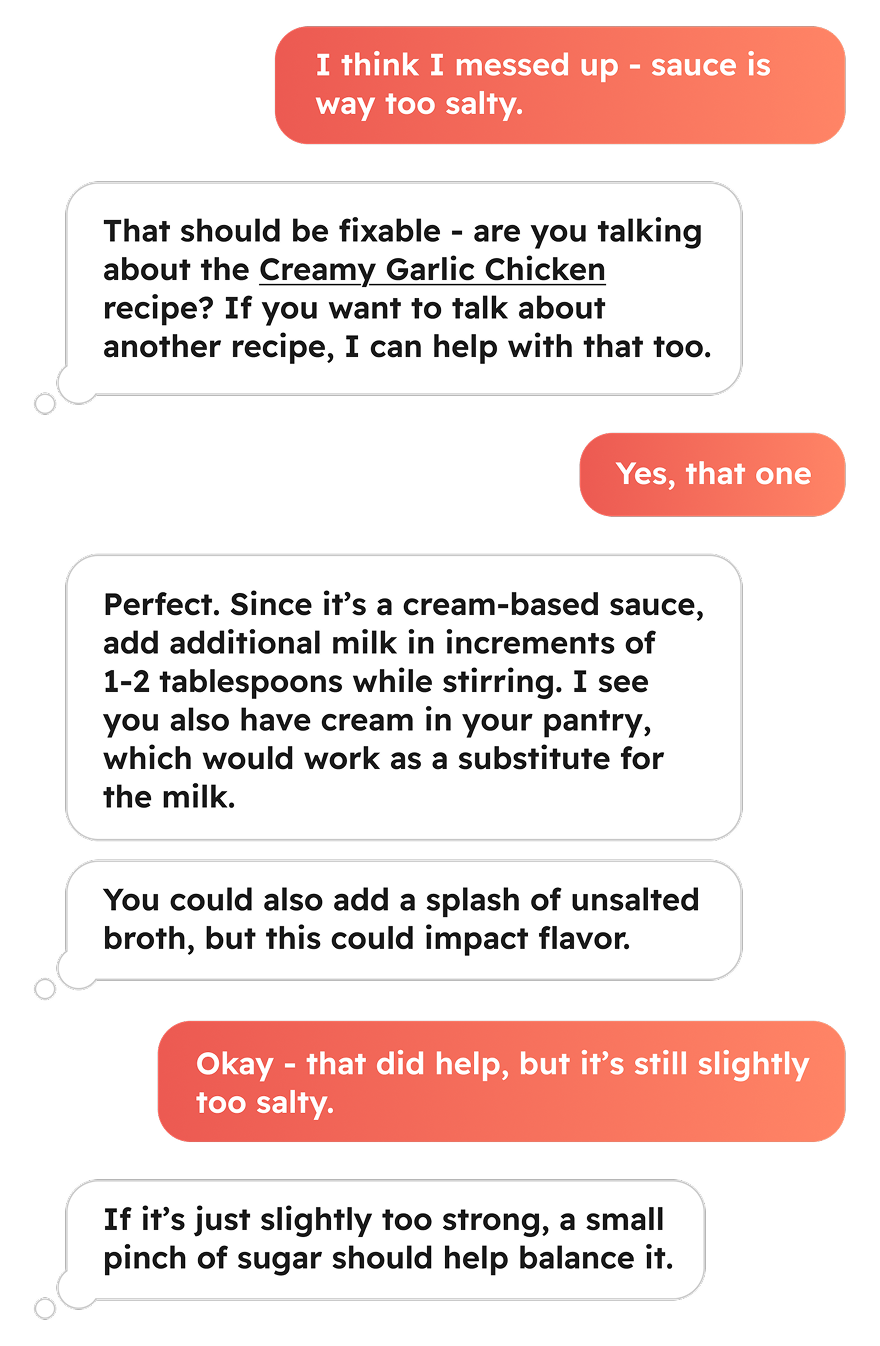 Recipe Help - Get real-time cooking assistance