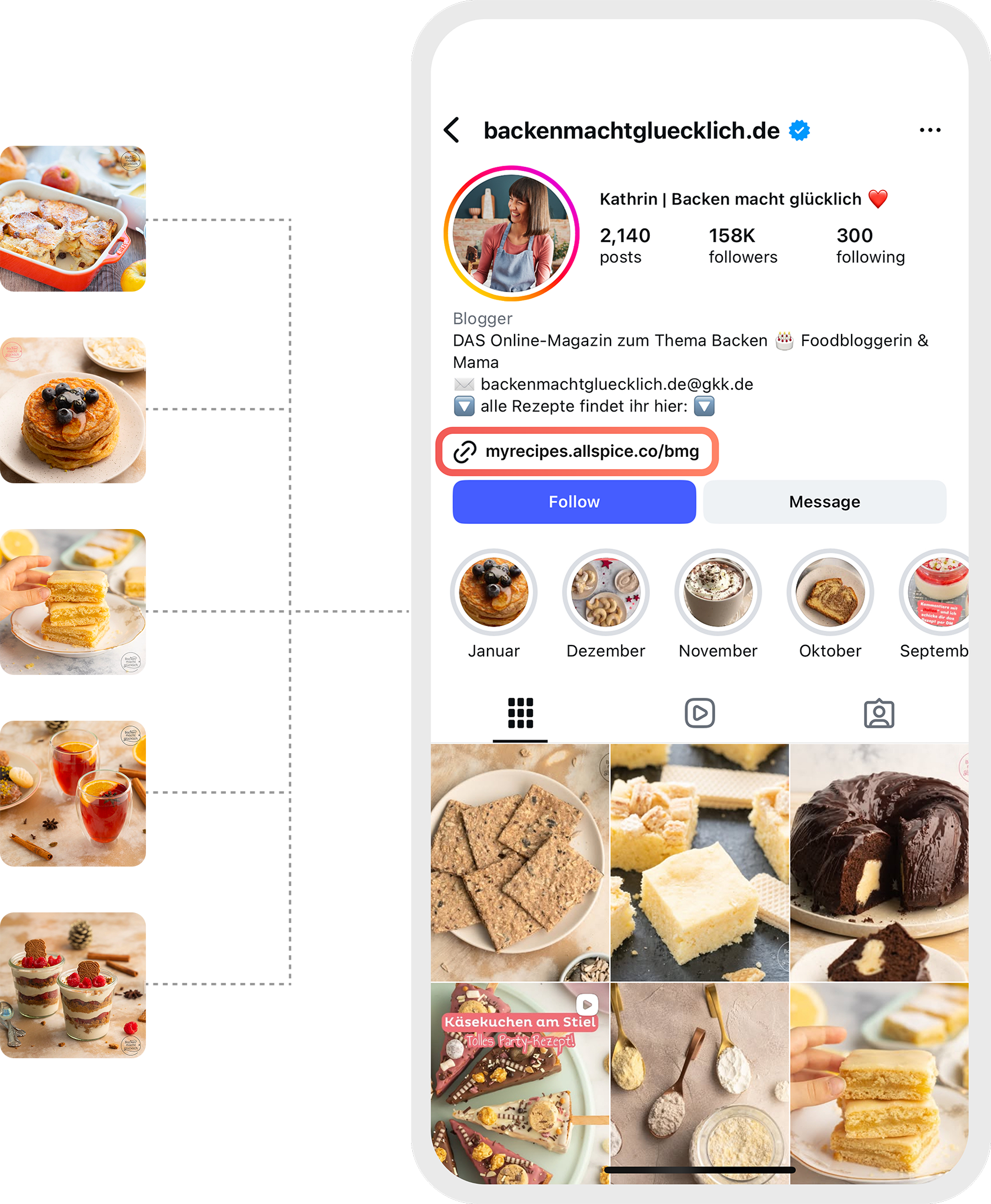 Social media creators - Bio link with all recipes organized