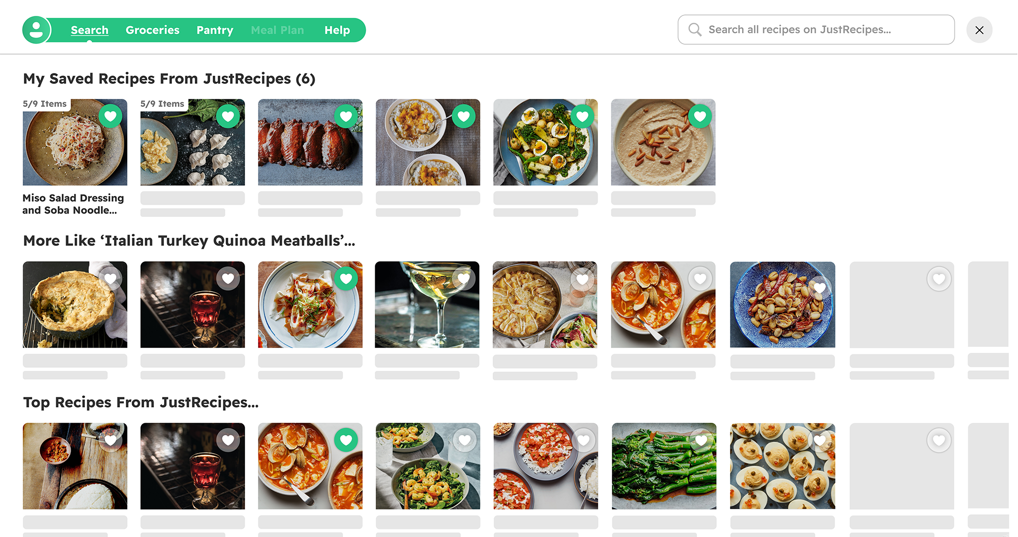 Search and save across the cooking web